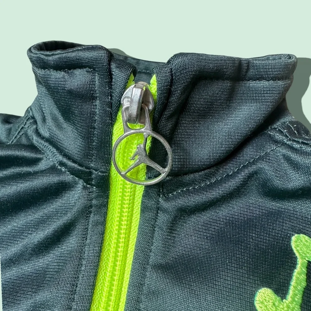 Baby Air Jordan Shades Of Green Zip Up Track Jacket Size 12 Mon Neon Embroidery